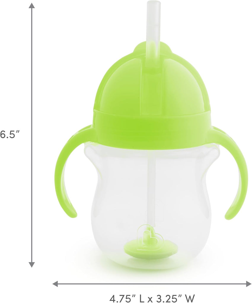 Munchkin Any Angle Sippy Cups for Toddlers, Spill Proof Weighted Straw Cup with Transition Handles for Babies 6 Months and Up, 2 Pack, Blue/Green - 7DAY'S