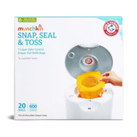 Munchkin® Arm & Hammer Diaper Pail Snap, Seal & Toss™ Refill Bags, Holds up to 600 Newborn Diapers, 20 Pack - 7DAY'S