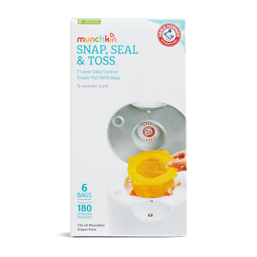 Munchkin® Arm & Hammer Diaper Pail Snap, Seal & Toss™ Refill Bags, Holds up to 600 Newborn Diapers, 20 Pack - 7DAY'S