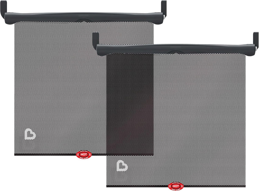 Munchkin Brica Sun Safety Car Window Shade with Heat Alert, Helps Block UVA/UVB Rays, 2 Pack, Black - 7DAY'S