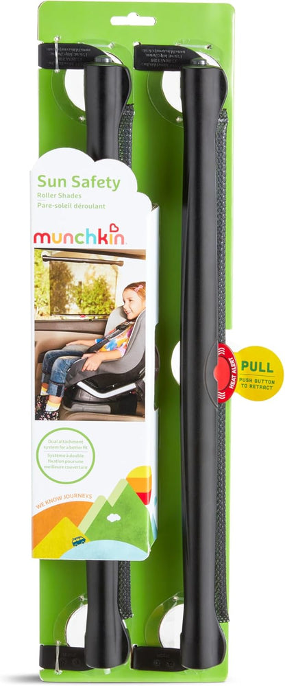 Munchkin Brica Sun Safety Car Window Shade with Heat Alert, Helps Block UVA/UVB Rays, 2 Pack, Black - 7DAY'S