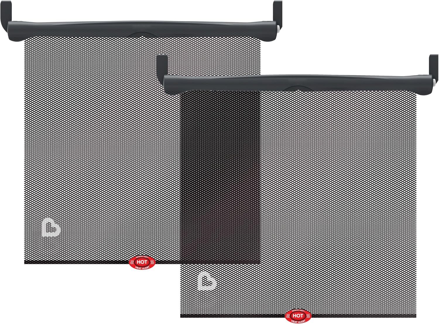 Munchkin Brica Sun Safety Car Window Shade with Heat Alert, Helps Block UVA/UVB Rays, 2 Pack, Black - 7DAY'S