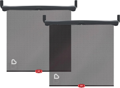 Munchkin Brica Sun Safety Car Window Shade with Heat Alert, Helps Block UVA/UVB Rays, 2 Pack, Black
