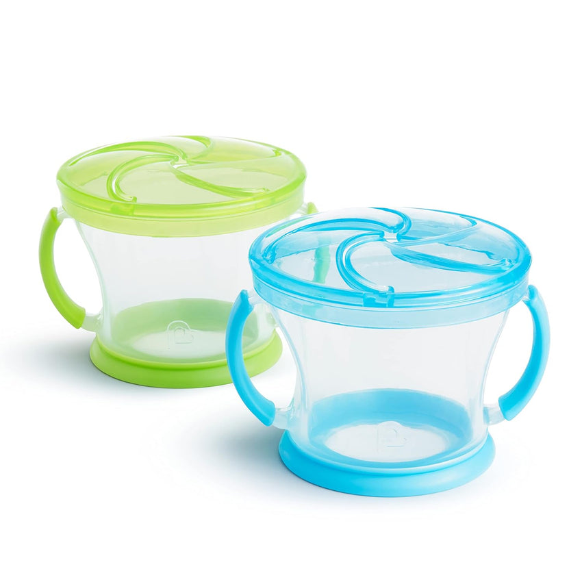 Munchkin Snack Catcher Toddler Snack Cups, No Spill, 2 Pack, Blue/Green - 7DAY'S