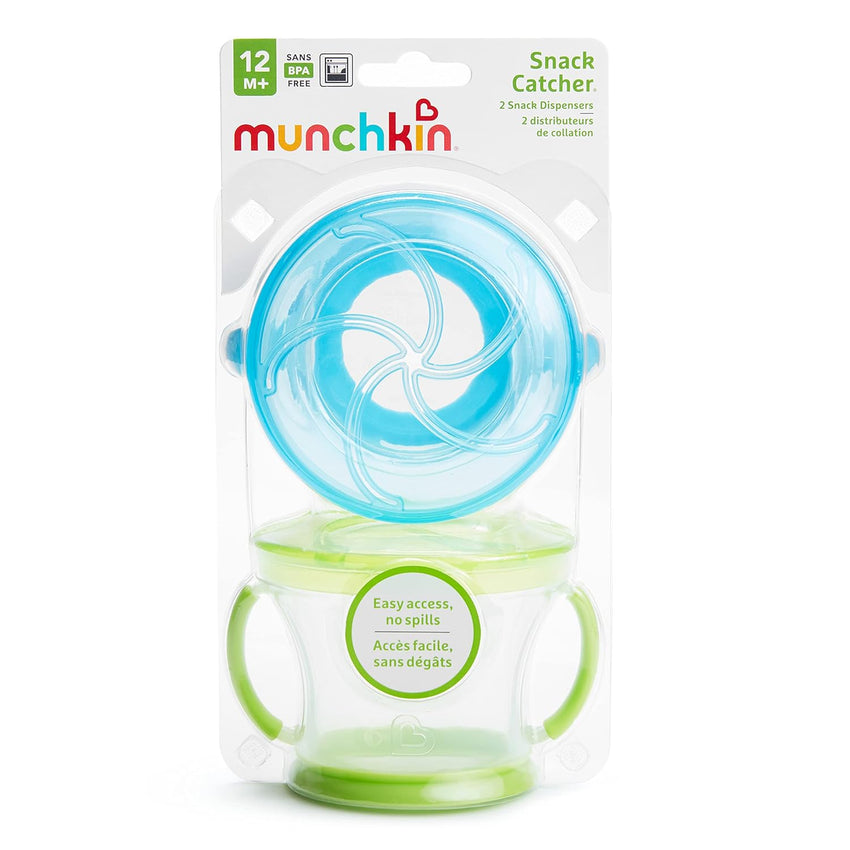 Munchkin Snack Catcher Toddler Snack Cups, No Spill, 2 Pack, Blue/Green - 7DAY'S