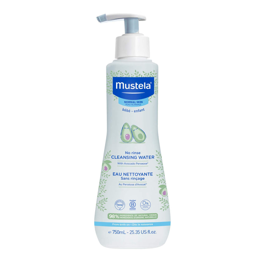 Mustela Baby Cleansing Water - No - Rinse Micellar Water - with Natural Avocado & Aloe Vera - for Baby's Face, Body & Diaper - 1 or 2 - Pack - Various Sizes - 7DAY'S