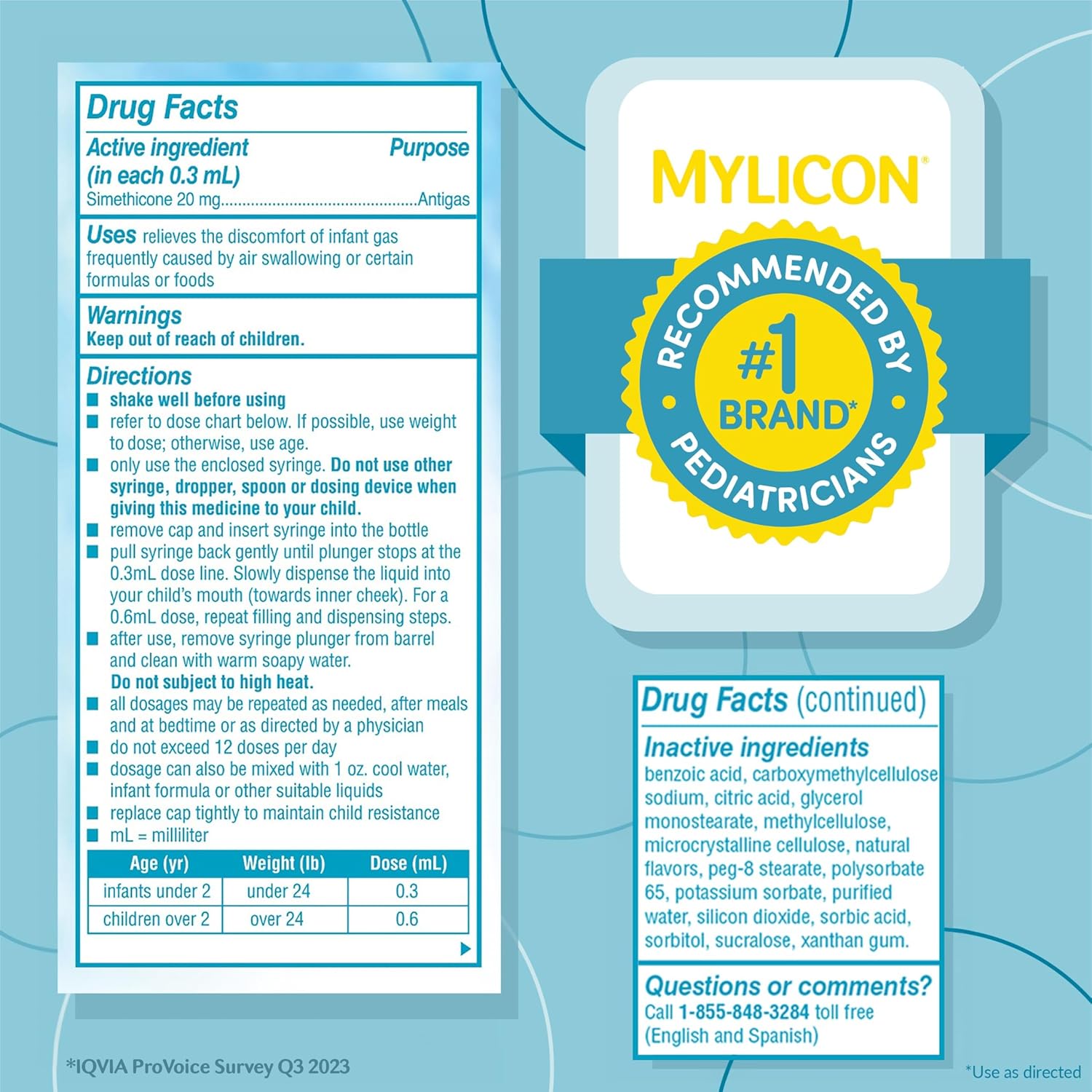 MYLICON Infants Gas Relief Drops for Infants and Babies, Dye Free Formula, 1 Fluid Ounce - 7DAY'S