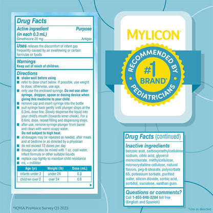 MYLICON Infants Gas Relief Drops for Infants and Babies, Dye Free Formula, 1 Fluid Ounce - 7DAY'S