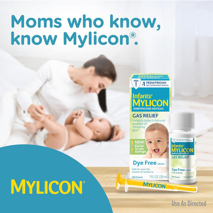 MYLICON Infants Gas Relief Drops for Infants and Babies, Dye Free Formula, 1 Fluid Ounce - 7DAY'S