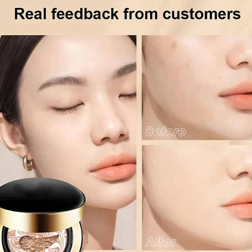 MZV Concealer Cushion Cream,Water Bead Tricolor Latte Concealer Cushion,MZV Water Bead Tricolor Latte Concealer Cushion,Moisturizing Essence Foundation (Natural Whit - 3PCS) - 7DAY'S