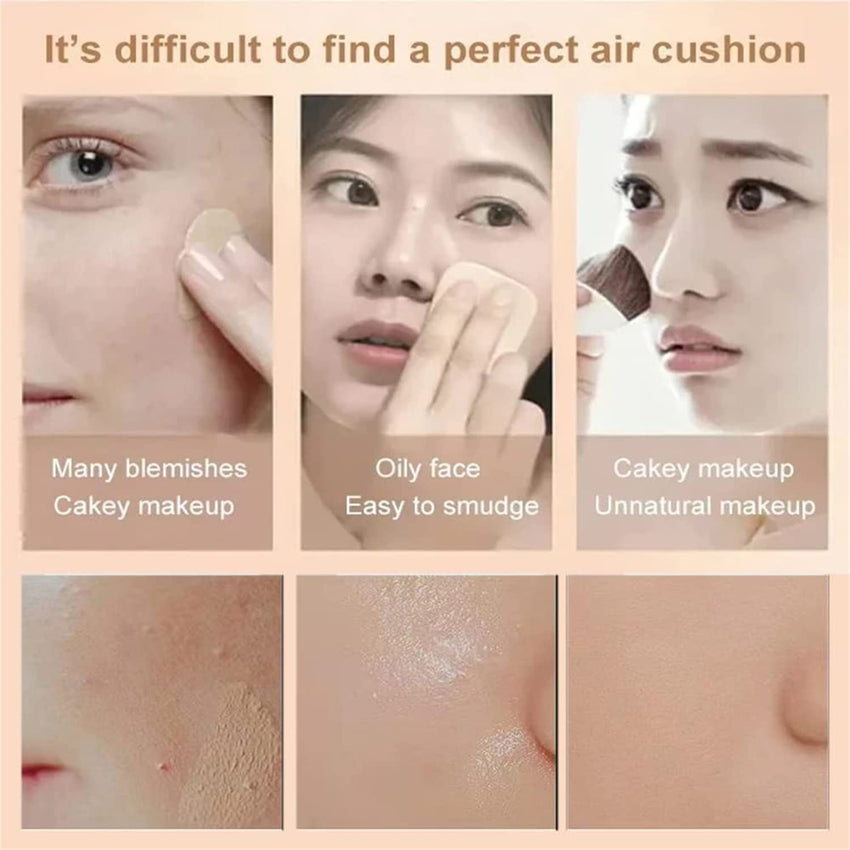 MZV Concealer Cushion Cream,Water Bead Tricolor Latte Concealer Cushion,MZV Water Bead Tricolor Latte Concealer Cushion,Moisturizing Essence Foundation (Natural Whit - 3PCS) - 7DAY'S