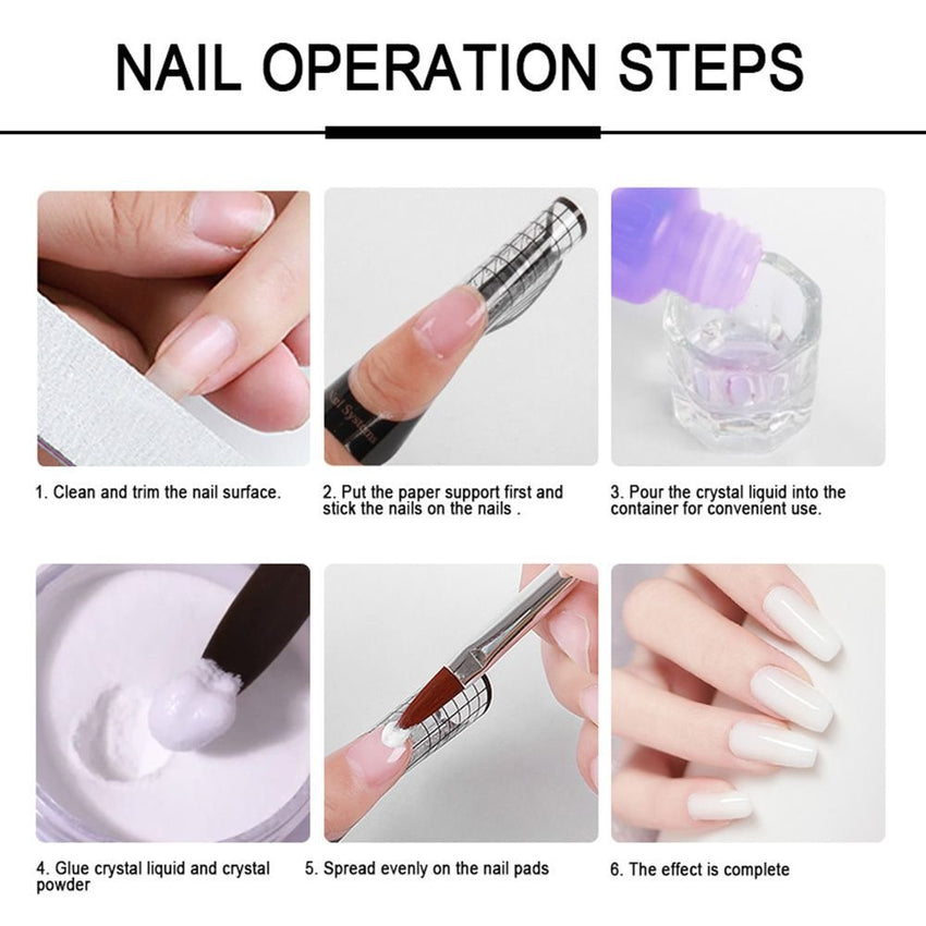 Nail Acrylic Powder and Liquid Monomer Nails Art Decoration For Manicure Set Kit Crystal Nail Glitter 3D Nail Tips Carving Tools - 7DAY'S