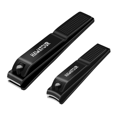 Nail Clippers Set, Ultra Sharp Sturdy Fingernail and Toenail Clipper Cutters with Visibly Tin Case, Black - 7DAY'S