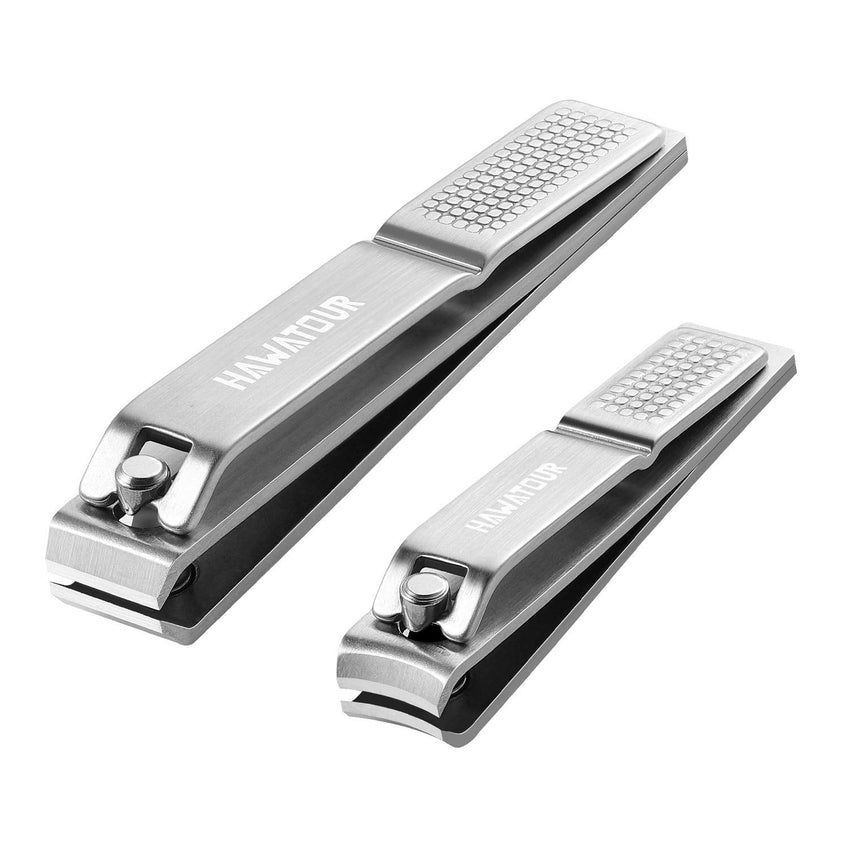 Nail Clippers Set, Ultra Sharp Sturdy Fingernail and Toenail Clipper Cutters with Visibly Tin Case, Black - 7DAY'S