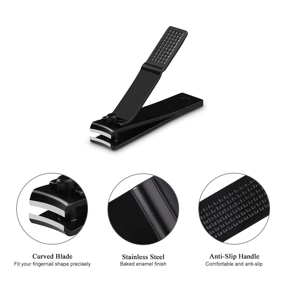 Nail Clippers Set, Ultra Sharp Sturdy Fingernail and Toenail Clipper Cutters with Visibly Tin Case, Black - 7DAY'S