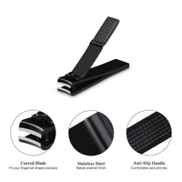 Nail Clippers Set, Ultra Sharp Sturdy Fingernail and Toenail Clipper Cutters with Visibly Tin Case, Black - 7DAY'S