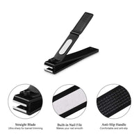 Nail Clippers Set, Ultra Sharp Sturdy Fingernail and Toenail Clipper Cutters with Visibly Tin Case, Black - 7DAY'S