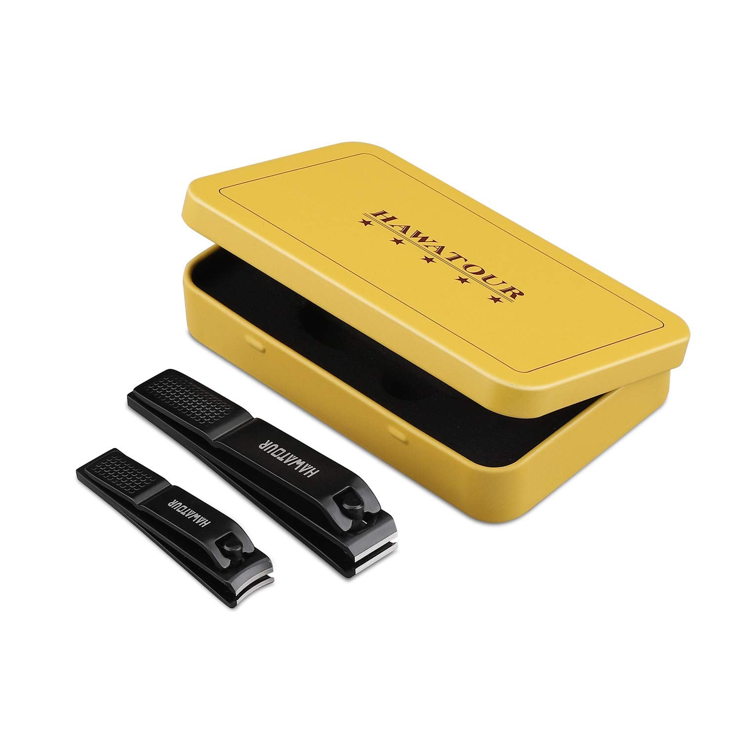 Nail Clippers Set, Ultra Sharp Sturdy Fingernail and Toenail Clipper Cutters with Visibly Tin Case, Black - 7DAY'S