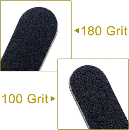 Nail File 10 PCS Professional Double Sided 100/180 Grit Nail Files Emery Board Black Manicure Pedicure Tool and Nail Buffering Files - 7DAY'S
