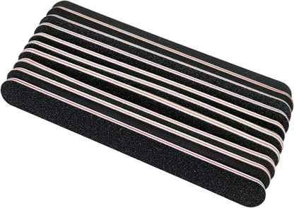 Nail File 10 PCS Professional Double Sided 100/180 Grit Nail Files Emery Board Black Manicure Pedicure Tool and Nail Buffering Files - 7DAY'S