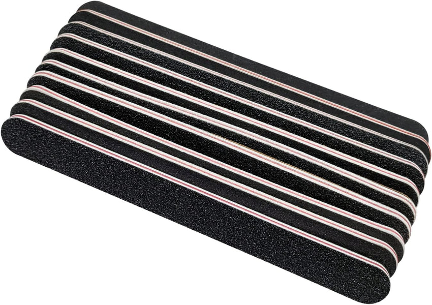 Nail File 10 PCS Professional Double Sided 100/180 Grit Nail Files Emery Board Black Manicure Pedicure Tool and Nail Buffering Files - 7DAY'S