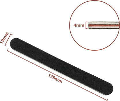 Nail File 10 PCS Professional Double Sided 100/180 Grit Nail Files Emery Board Black Manicure Pedicure Tool and Nail Buffering Files - 7DAY'S