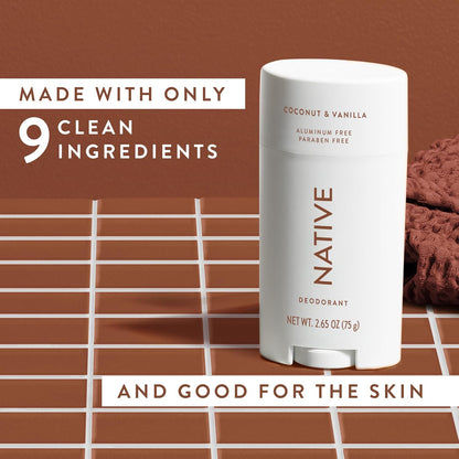 Native Deodorant Contains Naturally Derived Ingredients, 72 Hour Odor Control | Deodorant for Women and Men, Aluminum Free with Baking Soda, Coconut Oil and Shea Butter | Coconut & Vanilla - 7DAY'S