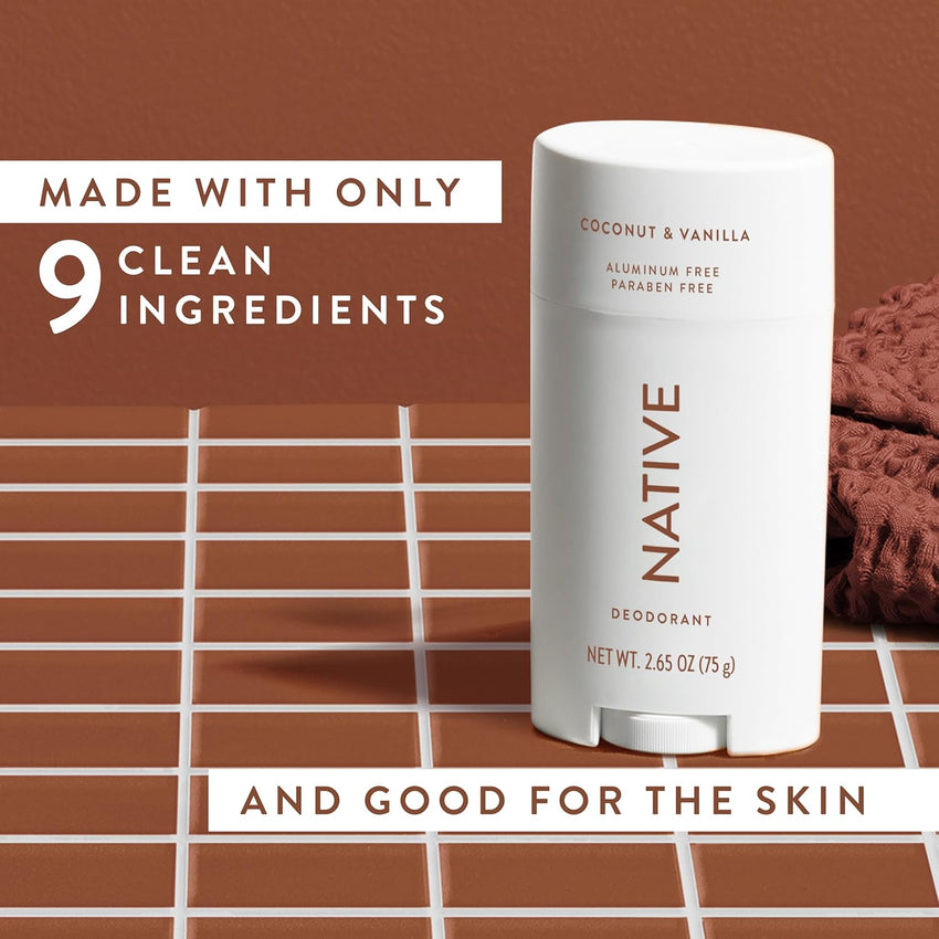 Native Deodorant Contains Naturally Derived Ingredients, 72 Hour Odor Control | Deodorant for Women and Men, Aluminum Free with Baking Soda, Coconut Oil and Shea Butter | Coconut & Vanilla - 7DAY'S