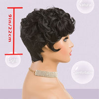 Natural Black Short Pixie Cut Wigs For Black Women Curly Hair Wigs Replacement Short Black Layered Pixie Wigs With Bangs Wigs For Black Women (Natural Black) - 7DAY'S