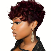 Natural Black Short Pixie Cut Wigs For Black Women Curly Hair Wigs Replacement Short Black Layered Pixie Wigs With Bangs Wigs For Black Women (Natural Black) - 7DAY'S