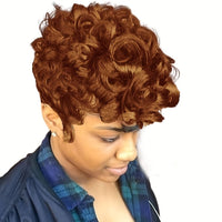 Natural Black Short Pixie Cut Wigs For Black Women Curly Hair Wigs Replacement Short Black Layered Pixie Wigs With Bangs Wigs For Black Women (Natural Black) - 7DAY'S