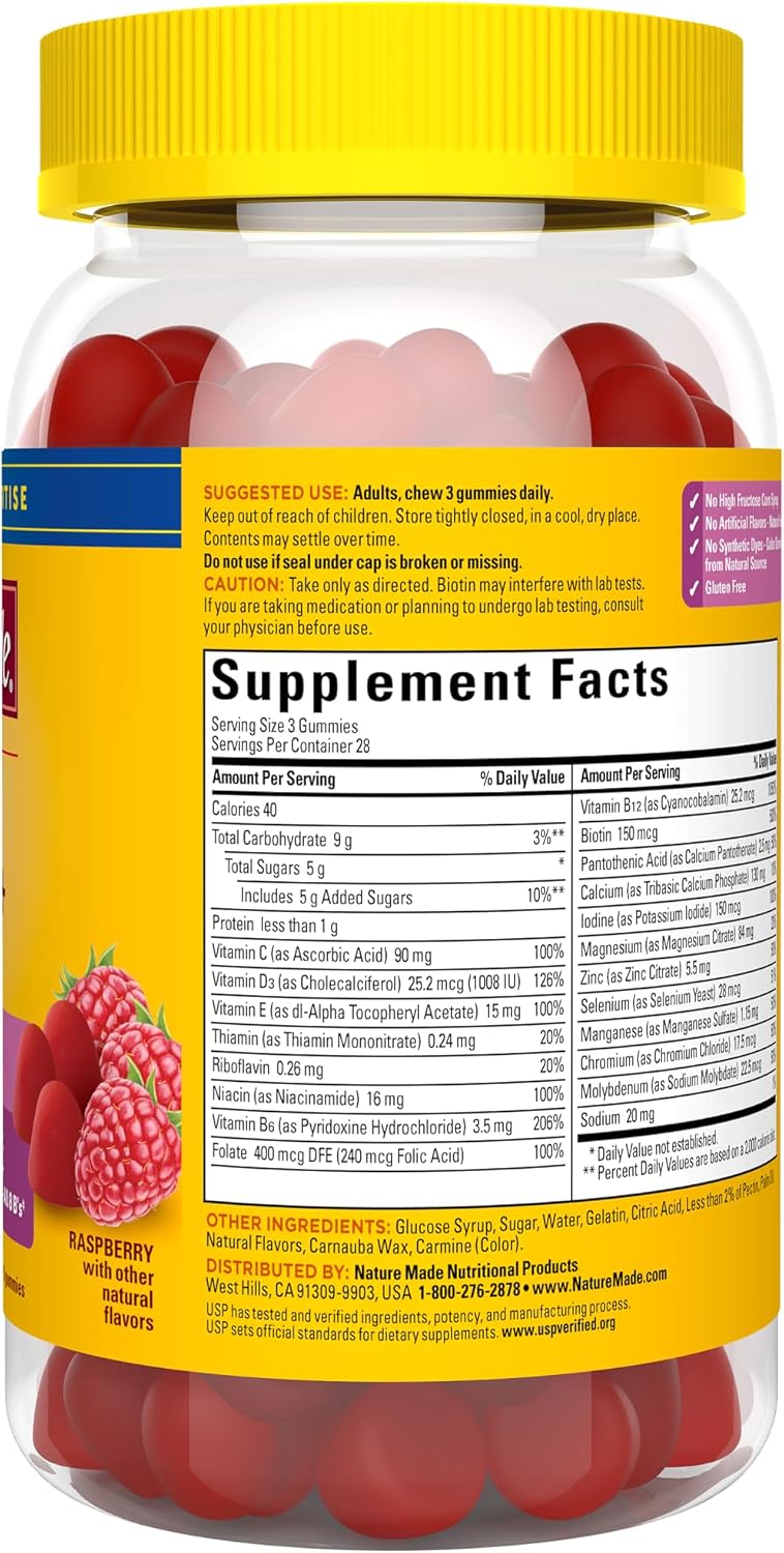 Nature Made Advanced Multivitamin Gummies 50 + for Her, Womens Multivitamins Gummies with Magnesium Citrate, Vitamin D3, Zinc, Calcium and All 8 B Vitamins, 84 Count, 28 Day Supply - 7DAY'S