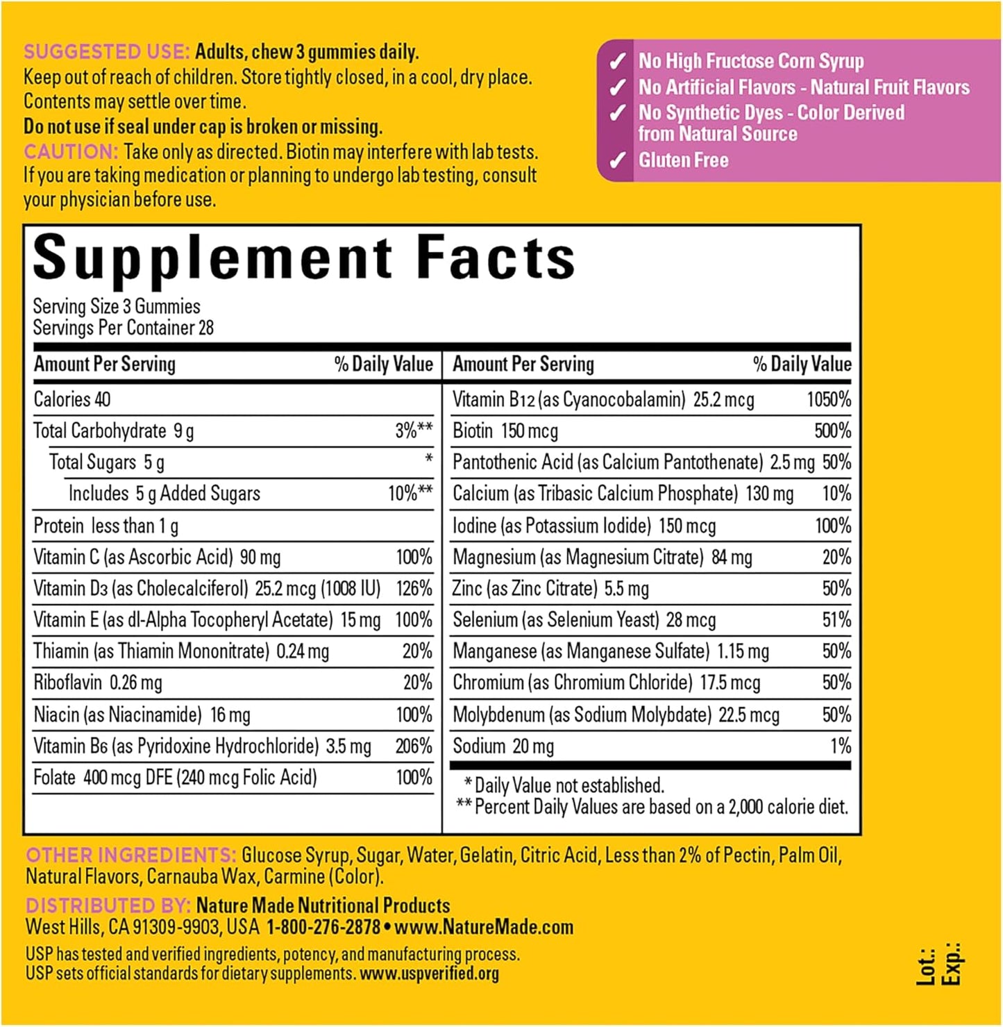 Nature Made Advanced Multivitamin Gummies 50 + for Her, Womens Multivitamins Gummies with Magnesium Citrate, Vitamin D3, Zinc, Calcium and All 8 B Vitamins, 84 Count, 28 Day Supply - 7DAY'S