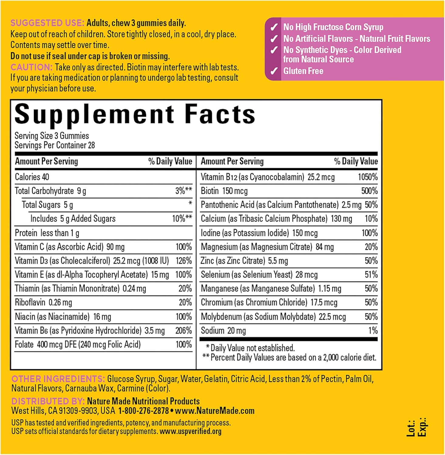 Nature Made Advanced Multivitamin Gummies 50 + for Her, Womens Multivitamins Gummies with Magnesium Citrate, Vitamin D3, Zinc, Calcium and All 8 B Vitamins, 84 Count, 28 Day Supply - 7DAY'S