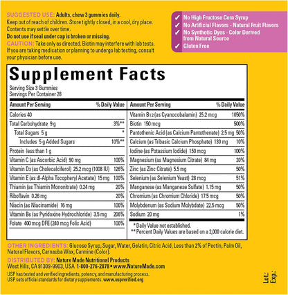Nature Made Advanced Multivitamin Gummies 50 + for Her, Womens Multivitamins Gummies with Magnesium Citrate, Vitamin D3, Zinc, Calcium and All 8 B Vitamins, 84 Count, 28 Day Supply - 7DAY'S