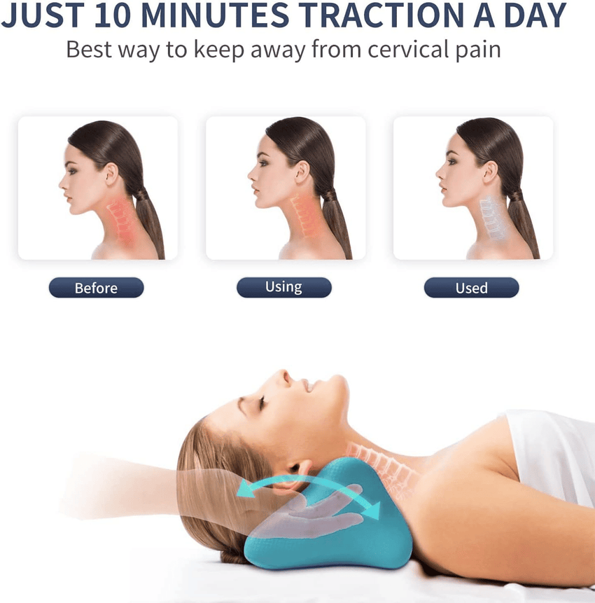 Neck and Shoulder Relaxer, Cervical Traction Device Acupressure Neck Shoulder Back Support Massage Pillow, Neck Stretcher Massager, Posture Corrector for Pain Relief, Cervical Spine Alignment - 7DAY'S