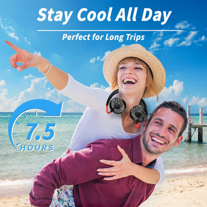 Neck Fan Portable Rechargeable: Personal Cooling Wearable Fan Around your Neck that Blow Cold Air for Men Women - Usb Should Fan Battery Operated for Travel and Outdoor Sports - 7DAY'S