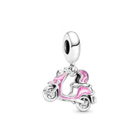 New 2023 Fashion Pink Pansy Flower Pendant Bead 925 Sterling Silver Plated Fit Necklace Keychain Charm DIY Jewelry Bracelet - 7DAY'S