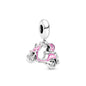 New 2023 Fashion Pink Pansy Flower Pendant Bead 925 Sterling Silver Plated Fit Necklace Keychain Charm DIY Jewelry Bracelet - 7DAY'S