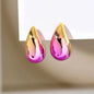 New 2PC/set Gradient Waterdrop Hoop Earrings Dupes for Women Thick Metallic Colorful Tear Drop Earring Lightweight Jewelry Gifts - 7DAY'S