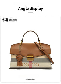 New advanced texture plaid handbag live hot models of fashion women's bags simple versatile new tide - 7DAY'S