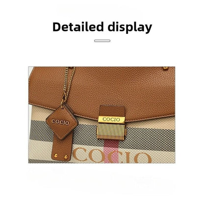 New advanced texture plaid handbag live hot models of fashion women's bags simple versatile new tide - 7DAY'S
