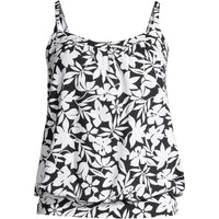New black and white printed women's split type Tankini set with conservative style, covering the belly and showing off thinness - 7DAY'S