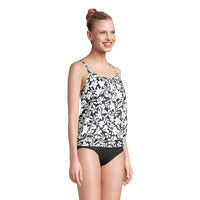 New black and white printed women's split type Tankini set with conservative style, covering the belly and showing off thinness - 7DAY'S