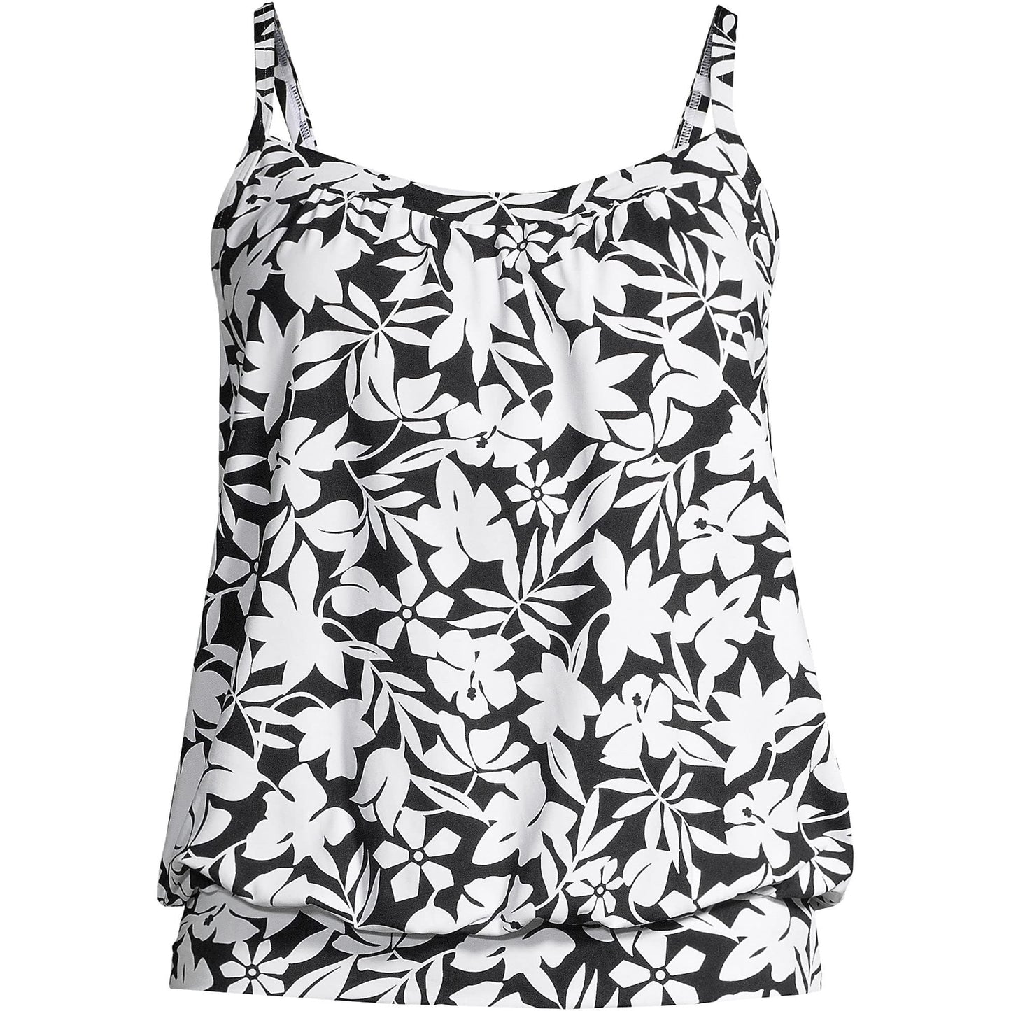 New black and white printed women's split type Tankini set with conservative style, covering the belly and showing off thinness - 7DAY'S
