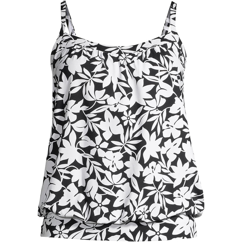 New black and white printed women's split type Tankini set with conservative style, covering the belly and showing off thinness - 7DAY'S