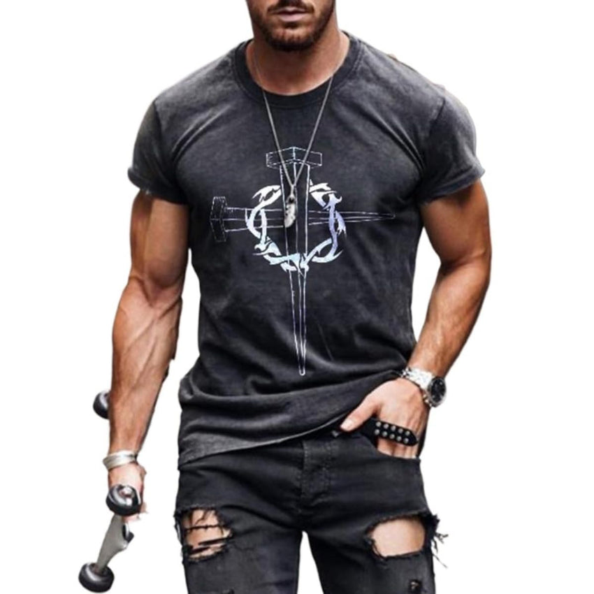 New Men's Casual Cross Faith Printed T-Shirt Street Hipster Fashion 3D Printed Short Sleeve T-Shirt - 7DAY'S