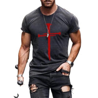 New Men's Casual Cross Faith Printed T-Shirt Street Hipster Fashion 3D Printed Short Sleeve T-Shirt - 7DAY'S