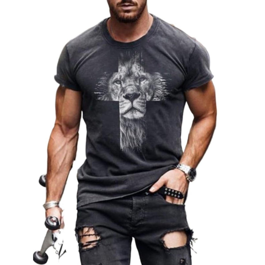 New Men's Casual Cross Faith Printed T-Shirt Street Hipster Fashion 3D Printed Short Sleeve T-Shirt - 7DAY'S