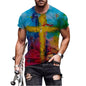 New Men's Casual Cross Faith Printed T-Shirt Street Hipster Fashion 3D Printed Short Sleeve T-Shirt - 7DAY'S